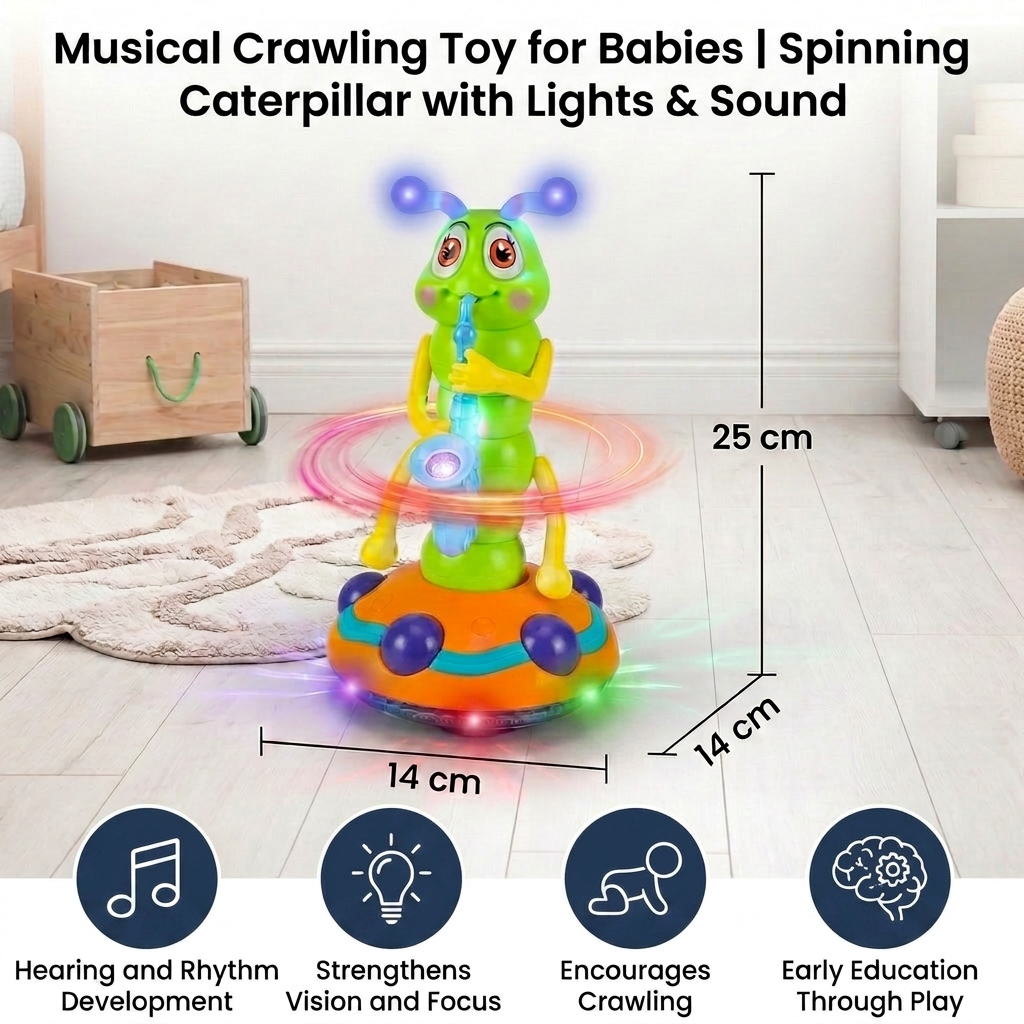 Jazzy Caterpillar Spinning Musical Light Toy