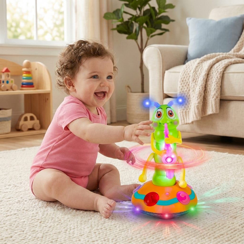 Jazzy Caterpillar Spinning Musical Light Toy