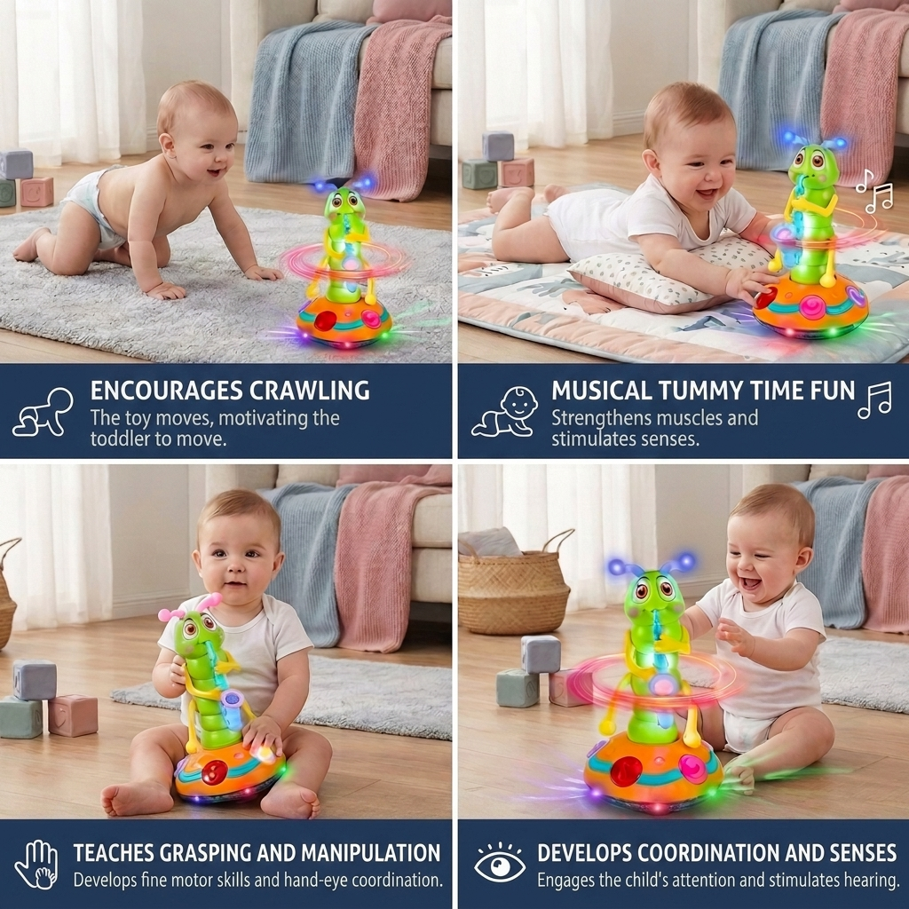 Jazzy Caterpillar Spinning Musical Light Toy
