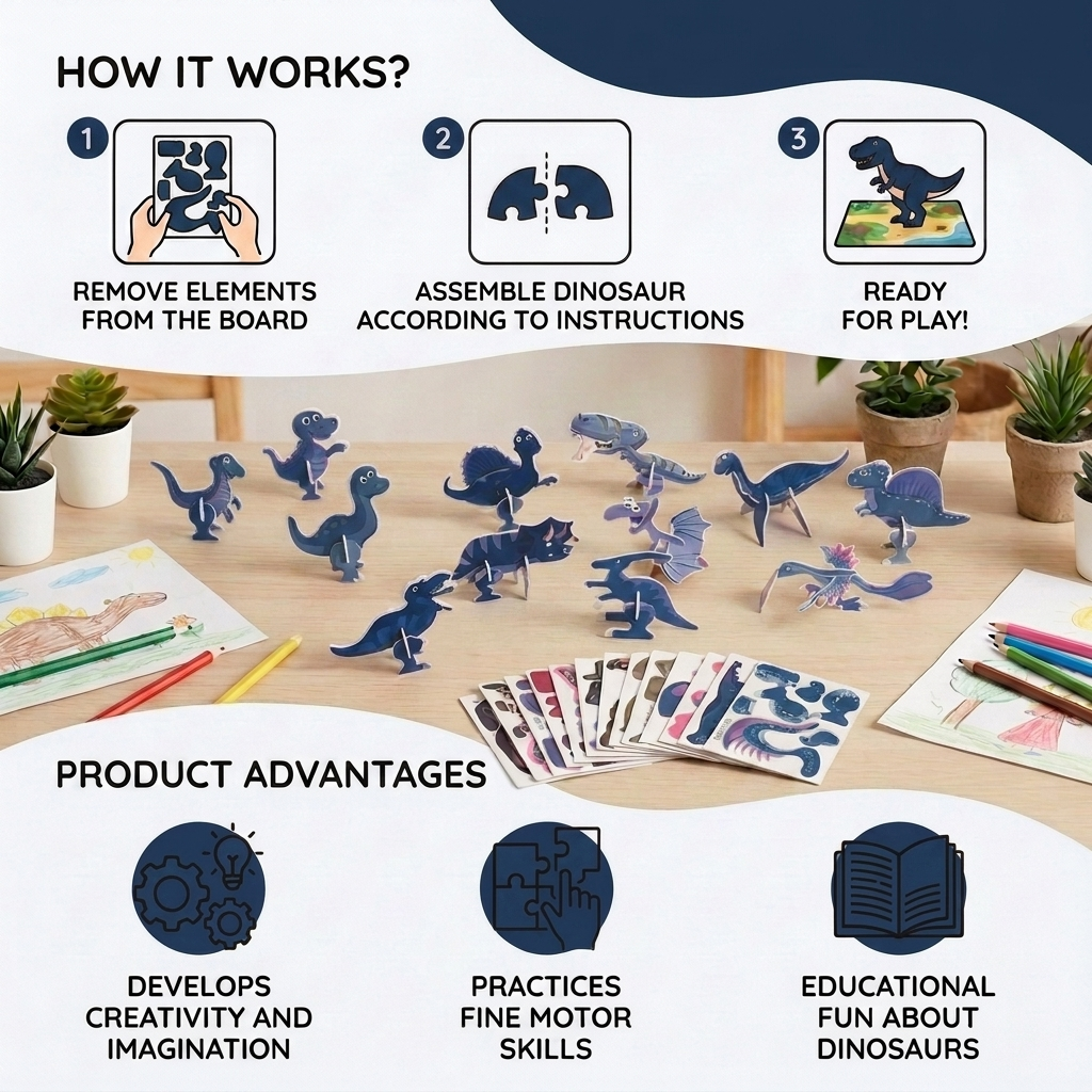 Pop-Out Dinos 3D Dinosaur Puzzle