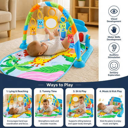 Jungle Play Gym Baby Activity Mat with Piano